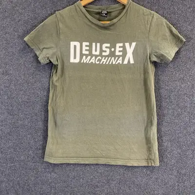 Deus Ex Machina Shirt Boys 10 Green Logo Graphic T-Shirt Tee Top Casual