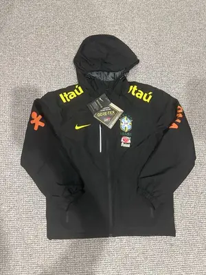 Nike Men’s Brasil CBF Hooded Full Zip Nylon Jacket Black M Pockets
