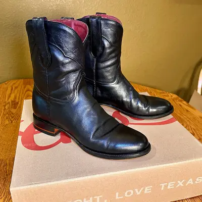Chisos Black No. 6 Western Cowboy Roper Boots 12.5D