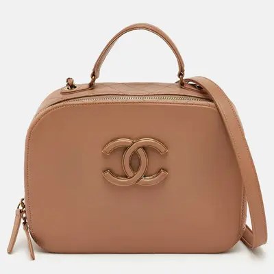 Chanel Coco Curve Beige Leather Vanity Case Bag